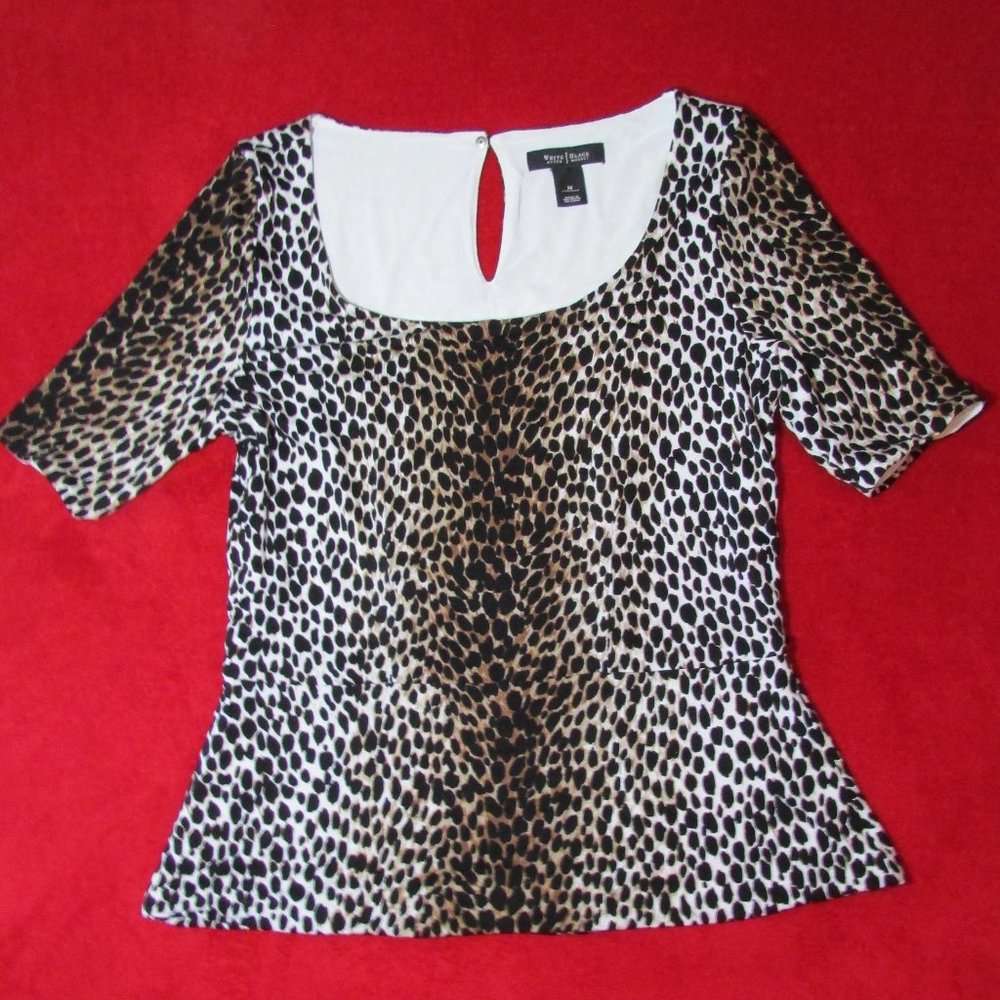White House Black Market Animal Print Peplum Lined Top